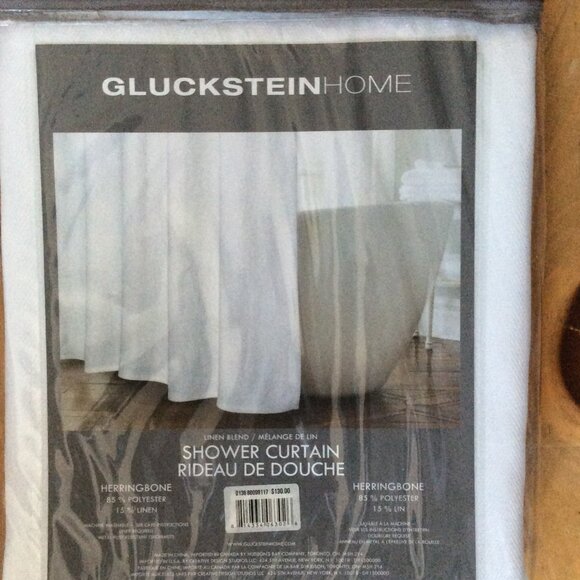 NWT - Large Luxury White Linen‑Blend Fabric Shower Curtain – 72" x 72" - Picture 4 of 5